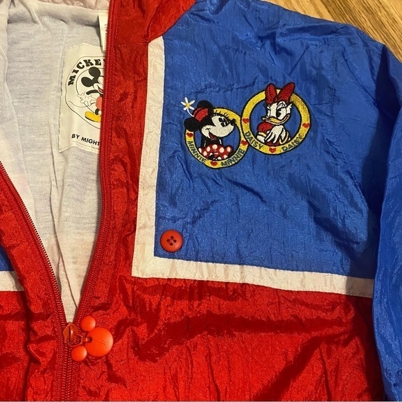 Vintage Disney Minnie Daisy Wind Breaker Jacket Sz 6 1990s Blue Red Snap Button - Picture 7 of 8